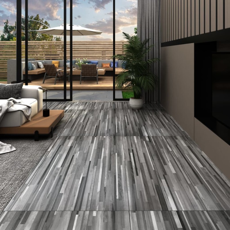 vidaXL Lamas para suelo de PVC autoadhesivas gris rayado 2,51 m² 2 mm vidaXL Lamas para suelo de PVC autoadhesivas gris rayado 2,51 m² 2 mm