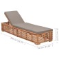 vidaXL Tumbona con cojín madera maciza de teca gris oscuro