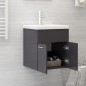 vidaXL Mueble con lavabo madera de ingeniería gris brillante vidaXL Mueble con lavabo madera de ingeniería gris brillante
