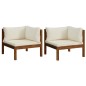 vidaXL Sofás de esquina 2 uds cojines blanco crema madera de acacia vidaXL Sofás de esquina 2 uds cojines blanco crema madera de acacia