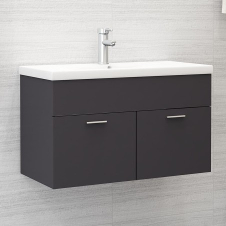 vidaXL Mueble con lavabo madera de ingeniería gris