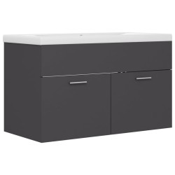 vidaXL Mueble con lavabo madera de ingeniería gris