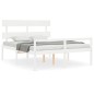 vidaXL Cama matrimonio personas mayores cabecero madera maciza blanco vidaXL Cama matrimonio personas mayores cabecero madera maciza blanco