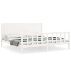 vidaXL Estructura de cama con cabecero madera maciza blanco 200x200 cm