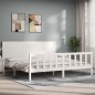 vidaXL Estructura de cama con cabecero madera maciza blanco 200x200 cm vidaXL Estructura de cama con cabecero madera maciza blanco 200x200 cm