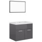 vidaXL Juego de muebles de baño madera de ingeniería gris brillo