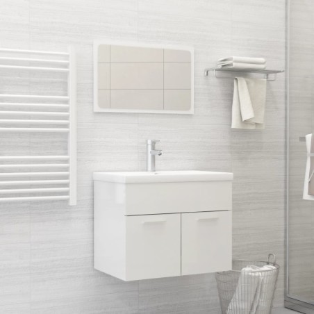 vidaXL Juego de muebles de baño madera de ingeniería blanco brillo