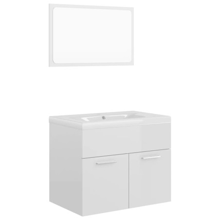 vidaXL Juego de muebles de baño madera de ingeniería blanco brillo