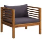 vidaXL Silla de jardín con cojines gris oscuro madera maciza acacia vidaXL Silla de jardín con cojines gris oscuro madera maciza acacia
