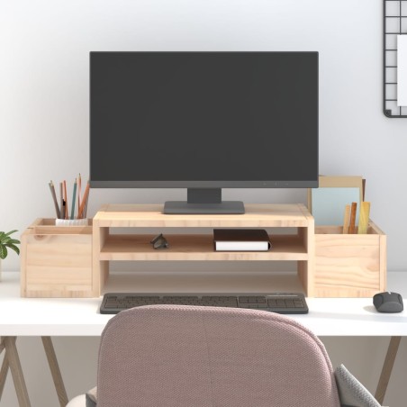 vidaXL Soporte para monitor madera maciza de pino 70x27,5x15 cm