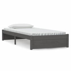 vidaXL Estructura de cama madera maciza gris 90x200 cm