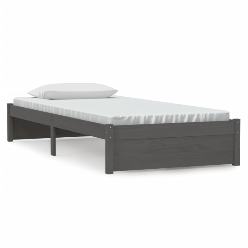 vidaXL Estructura de cama madera maciza gris 90x200 cm vidaXL Estructura de cama madera maciza gris 90x200 cm