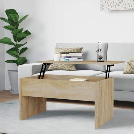 vidaXL Mesa de centro madera contrachapada roble Sonoma 80x50,5x41,5cm