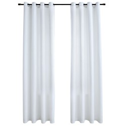vidaXL Cortinas opacas anillas de metal 2 pzas blanco crudo 140x245 cm 