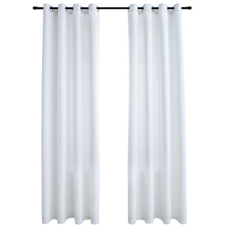 vidaXL Cortinas opacas anillas de metal 2 pzas blanco crudo 140x245 cm 
