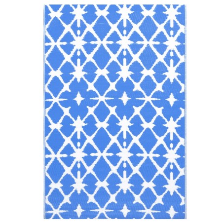 vidaXL Alfombra de exterior PP azul y blanco 160x230 cm