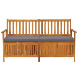 vidaXL Banco de almacenaje con cojín madera maciza de acacia 148 cm