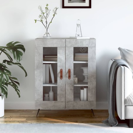 vidaXL Aparador de madera de ingeniería gris hormigón 69,5x34x90 cm
