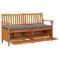 vidaXL Banco de almacenaje con cojín madera maciza de acacia 148 cm vidaXL Banco de almacenaje con cojín madera maciza de acacia 148 cm