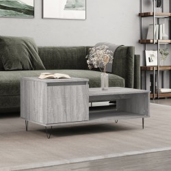 vidaXL Mesa de centro madera contrachapada gris Sonoma 100x50x45 cm