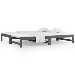 vidaXL Sofá cama extraíble madera maciza de pino gris 2x(90x200) cm