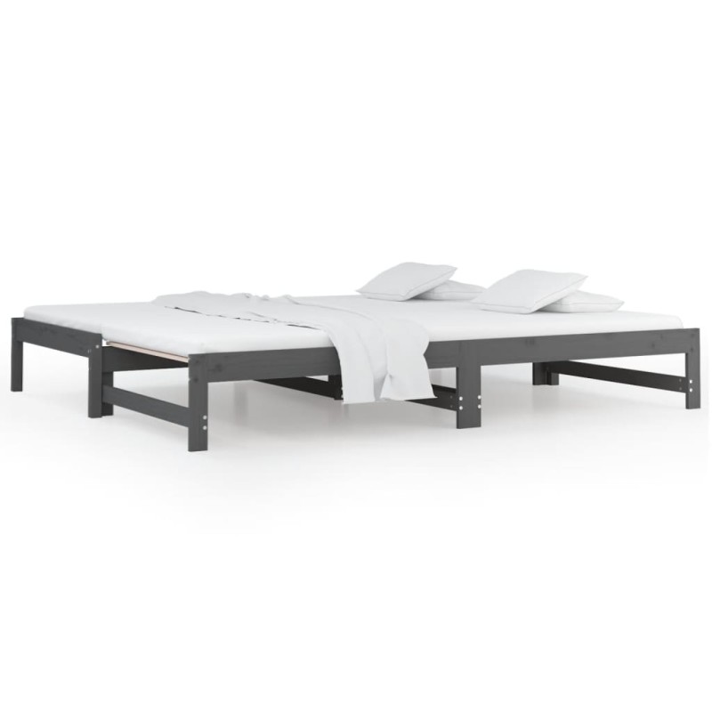 vidaXL Sofá cama extraíble madera maciza de pino gris 2x(90x200) cm vidaXL Sofá cama extraíble madera maciza de pino gris 2x(90x200) cm