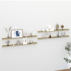 vidaXL Estantes de pared 4 unidades blanco y roble Sonoma 115x9x3 cm