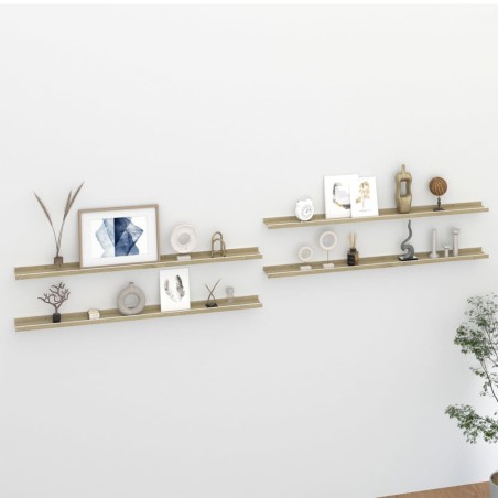 vidaXL Estantes de pared 4 unidades blanco y roble Sonoma 115x9x3 cm