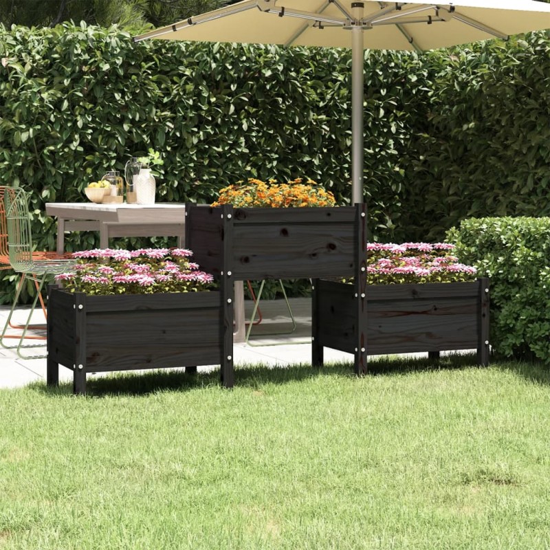 vidaXL Jardinera de madera de pino maciza negra 178,5x44x75 cm vidaXL Jardinera de madera de pino maciza negra 178,5x44x75 cm