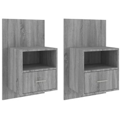 vidaXL Mesita de noche de pared 2 unidades color gris Sonoma