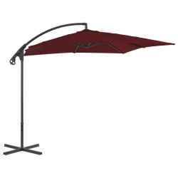 vidaXL Sombrilla voladiza poste de acero color vino tinto 250x250 cm
