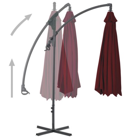 vidaXL Sombrilla voladiza poste de acero color vino tinto 250x250 cm
