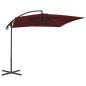 vidaXL Sombrilla voladiza poste de acero color vino tinto 250x250 cm