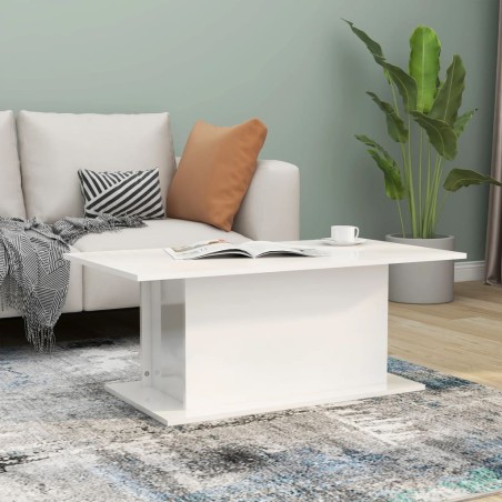 vidaXL Mesa de centro madera ingeniería blanco brillo 102x55,5x40 cm