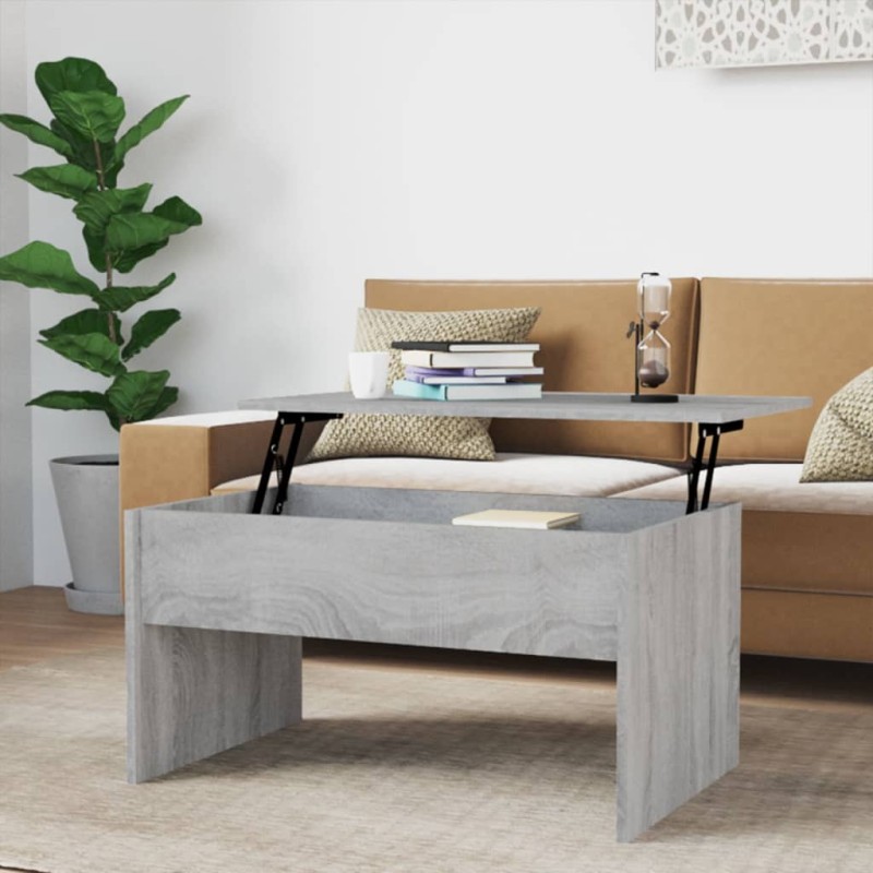 vidaXL Mesa de centro madera contrachapada gris Sonoma 80x50,5x41,5 cm vidaXL Mesa de centro madera contrachapada gris Sonoma 80x50,5x41,5 cm