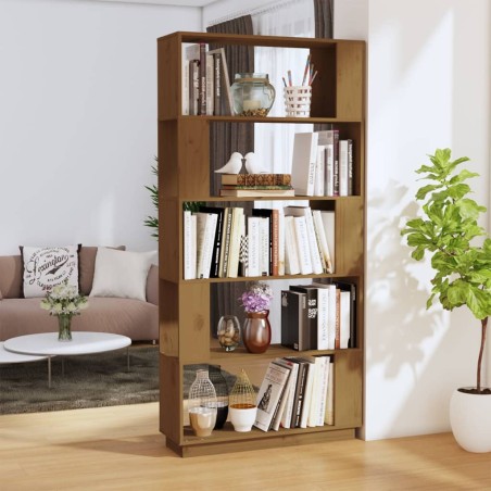 vidaXL Estantería/divisor madera de pino marrón miel 80x25x163,5 cm