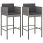vidaXL Taburetes de cocina con cojines 2 unidades ratán sintético gris vidaXL Taburetes de cocina con cojines 2 unidades ratán sintético gris