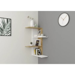 FMD Estantería de pared de esquina color blanco roble artesanal