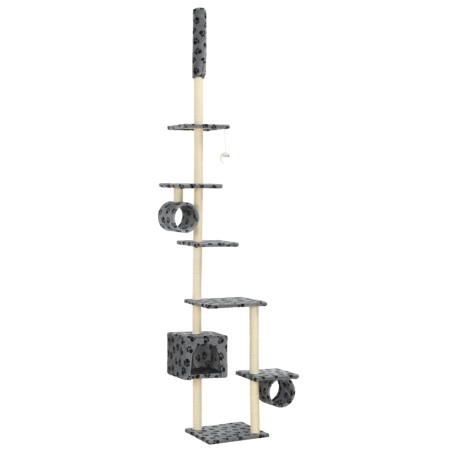 vidaXL Rascador para gatos con poste de sisal huellas gris 260 cm