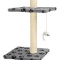 vidaXL Rascador para gatos con poste de sisal huellas gris 260 cm vidaXL Rascador para gatos con poste de sisal huellas gris 260 cm