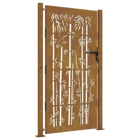 vidaXL Puerta de jardín acero corten diseño bambú 105x205 cm