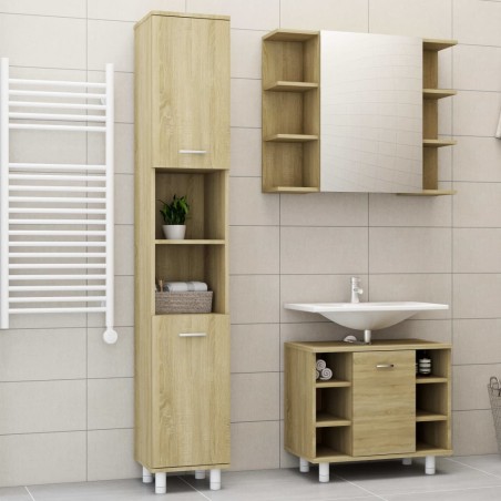 vidaXL Juego muebles de baño 3 pzas madera de ingeniería roble Sonoma