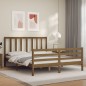 vidaXL Estructura de cama matrimonio con cabecero madera marrón miel vidaXL Estructura de cama matrimonio con cabecero madera marrón miel