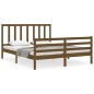 vidaXL Estructura de cama matrimonio con cabecero madera marrón miel vidaXL Estructura de cama matrimonio con cabecero madera marrón miel