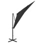 vidaXL Sombrilla voladiza con poste y luces LED negra 250 cm vidaXL Sombrilla voladiza con poste y luces LED negra 250 cm