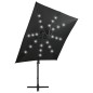 vidaXL Sombrilla voladiza con poste y luces LED negra 250 cm vidaXL Sombrilla voladiza con poste y luces LED negra 250 cm