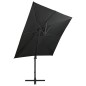 vidaXL Sombrilla voladiza con poste y luces LED negra 250 cm vidaXL Sombrilla voladiza con poste y luces LED negra 250 cm