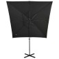 vidaXL Sombrilla voladiza con poste y luces LED negra 250 cm vidaXL Sombrilla voladiza con poste y luces LED negra 250 cm