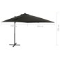 vidaXL Sombrilla voladiza con poste y luces LED negra 250 cm vidaXL Sombrilla voladiza con poste y luces LED negra 250 cm