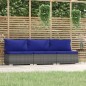 vidaXL Sofá de jardín de 3 plazas con cojines ratán sintético gris vidaXL Sofá de jardín de 3 plazas con cojines ratán sintético gris